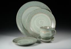 dinner set, light green glaze