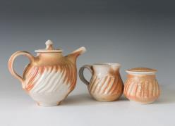 teapot, cream and sugar