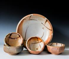grouping of wood fired bowls