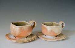 wood fired cups and saucers